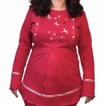Hamile lohusa pijama takımı, model 1118, Kırmızı renk, 2XL beden